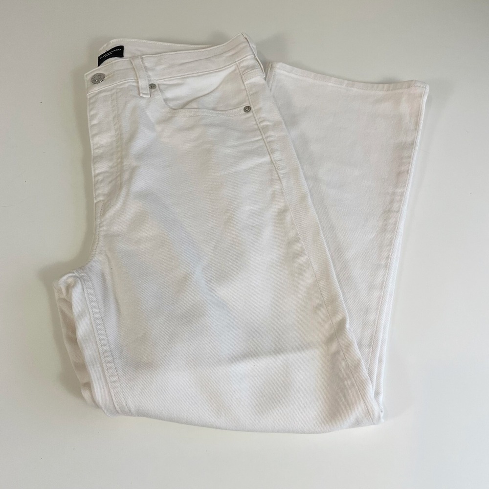 Club Monaco‎ Denim Womens The Kick Cropped Jeans White Size 30 High Rise Light